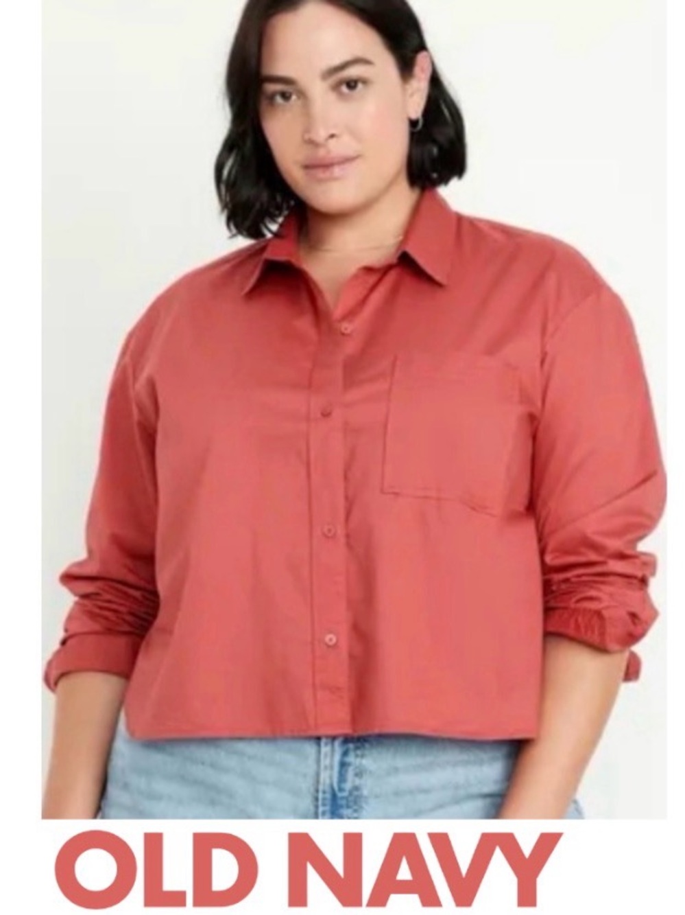 XXL Old Navy  Women's Button-Up Oxford Crop Shirt